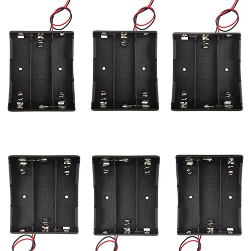 Product Cover Sackorange 6 pcs 3 x 3.7V Battery Holder,18650 Battery Storage Case Plastic Box Holder Leads with 3 Slots for 6