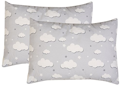 Product Cover Toddler Pillowcase, 2 pack- Premium Cotton Flannel, SOFT & BREATHABLE, toddler pillowcase 13x18, Clouds