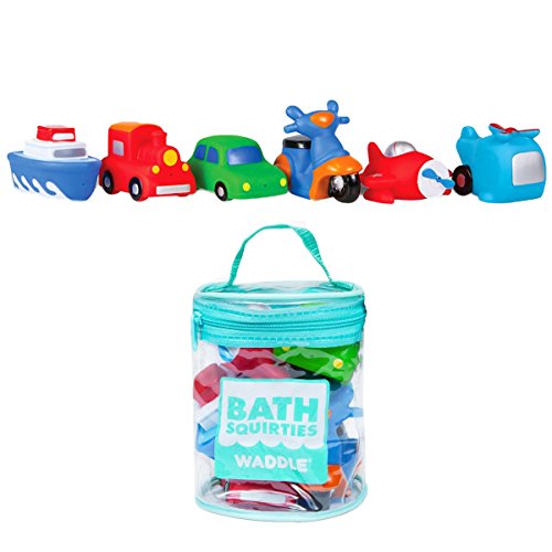 Product Cover Waddle Transportation Bath Squirter Toys Boys Cars Trucks 6 Pack Bathtime Gift
