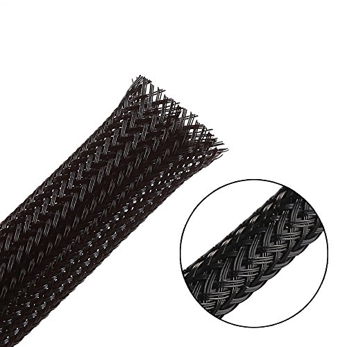 Product Cover 25ft - 3/8 inch PET Expandable Braided Sleeving - Black - Alex Tech Braided Cable Sleeve