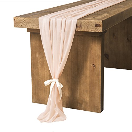 Product Cover Ling's moment 10Ft Light Peach Sheer Table Runner for Rustic Boho Wedding Party Bridal Shower Decorations