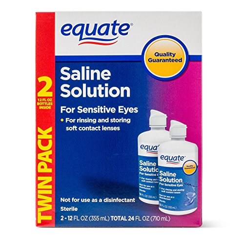 Product Cover Equate Saline Solution, Contact Lens Solution for Sensitive Eyes Twin Pack 2 x 12 fl oz (2x12 Fl Oz)