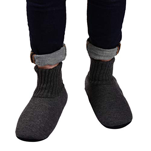 Product Cover Panda Bros Slipper Socks Soft Cozy Thick House Indoor Boot Sock Shoes with Anti-Skid Bottom Soles for Men's(dark gray,7-9.5)