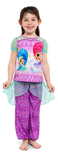 Product Cover Nickelodeon Little Girls' Shimmer and Shine Fantasy 2-Piece Pajama Set, Amethyst, 6