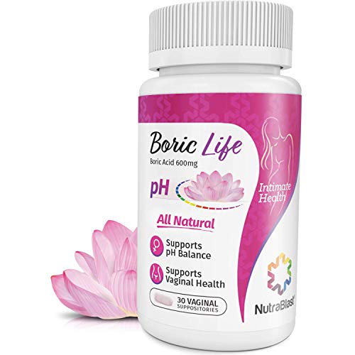 Product Cover NutraBlast Boric Acid Vaginal Suppositories - 30 Count, 600mg - 100% Pure Made in USA - Boric Life Intimate Health Support ...