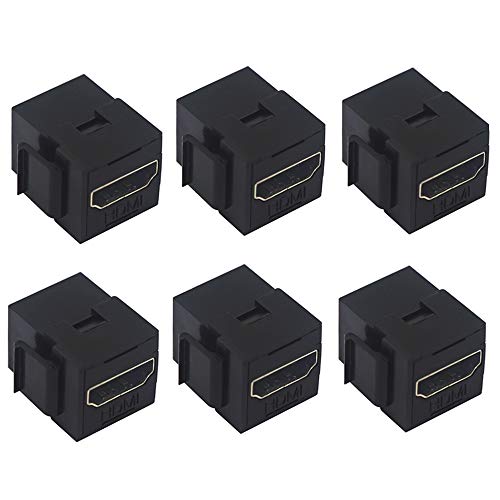 Product Cover HDMI Female Keystone Coupler, VCE 6-Pack HDMI Keystone Jack Insert Gold Plated 3D&4K Mini Adapter Connector for Wall Plate-Black