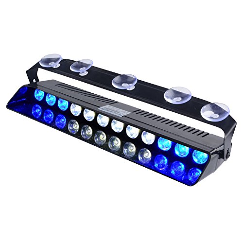 Product Cover WOWTOU Emergency Light Blue White, 16 Flashing Modes 12W Bright LED Strobe Lighting for Volunteer Firefighter Vehicle Dash Deck Windshield