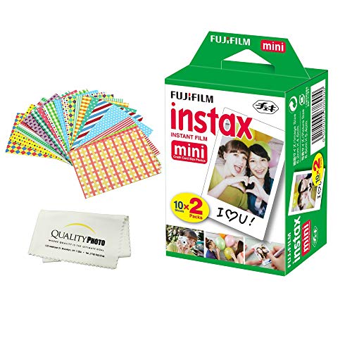 Product Cover Fujifilm INSTAX Mini Instant Film 2 Pack - 20 Sheets - (White) for Fujifilm Instax Mini 8 & Mini 9 Cameras + Frame Stickers and Microfiber Cloth Accessories ...