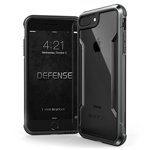 Product Cover iPhone 8 Plus & iPhone 7 Plus Case, X-Doria Defense Shield Series - Military Grade Drop Tested, Anodized Aluminum, TPU, and Polycarbonate Protective Case for Apple iPhone 8 Plus & 7 Plus (Black)
