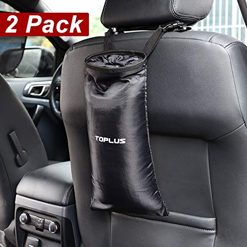 Product Cover Toplus 2 PACK Car Trash Bags, Space Saving Car Garbage Can Container Washable Leakproof Eco-friendly Seatback Truck Hanging bags for Travelling, Outdoor, Home and Vehicle Use