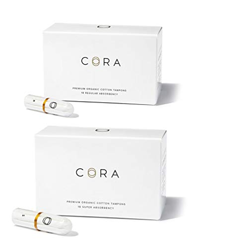 Product Cover Cora Organic Cotton Non-Applicator Tampons; Chlorine & Toxin Free - Variety Pack - Regular/Super (36 Count)
