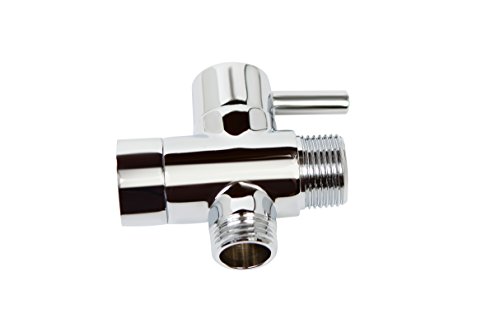 Product Cover SmarterFresh Brass T-Valve Adapter Chrome Finish - 3 Way Shut Off Valve Bidet Attachment for Handheld Bidet, On Off Three Way Valve for Tee Adapter