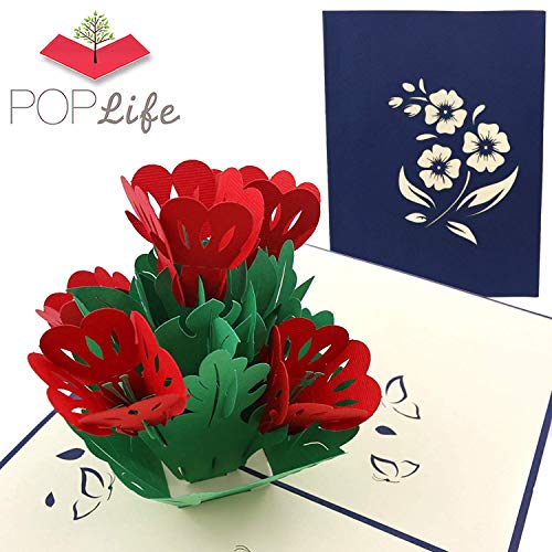 Product Cover PopLife Lovely Flowers Pop Up Valentine's Day Card - 3D Happy Anniversary Gift, Bouquet Pop Up Mother's Day Card, Happy Birthday, Engagement - Folds Flat for Mailing - for Mom, for Daughter, for Wife