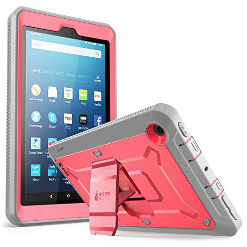 Product Cover All New Fire 7 Case, SUPCASE Unicorn Beetle PRO Series [Heavy Duty] Full-Body Rugged Protective Case Cover with Built-in Screen Protector for Amazon Fire 7 (7th Generation) 2017 Release (Pink/Gray)
