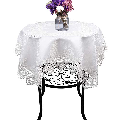 Product Cover Cream White Small Square lace Tablecloth for Wedding Party Home and Kitchen