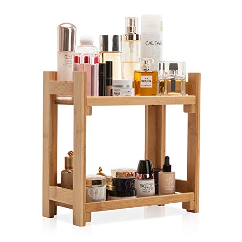 Product Cover GOBAM Cosmetic Organizer and Storage Shelf Multi-Function Large Makeup Organizer Holder, No Screw Needed and Assemble Easily for Mom or Wife, Natural Bamboo