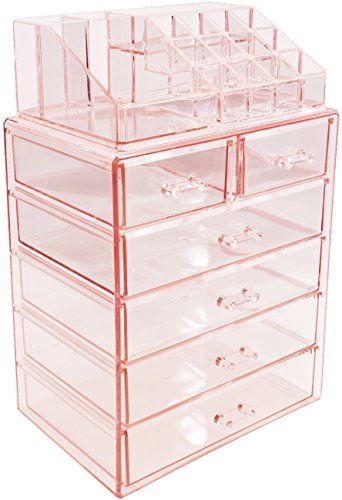 Product Cover Sorbus Cosmetic Makeup and Jewelry Storage Case Display - Spacious Design - Great for Bathroo, Dresser, Vanity and Countertop (4 Large, 2 Small Drawers, Pink)