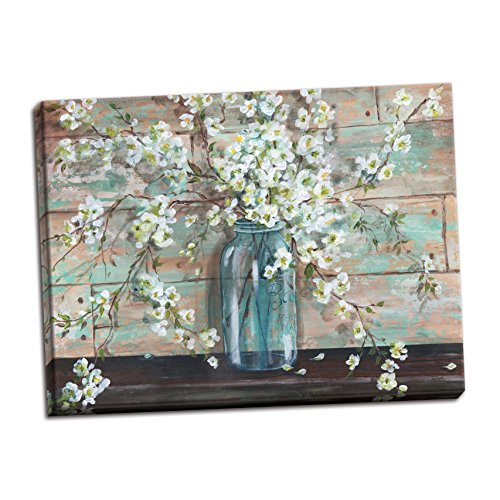 Product Cover Gango Home Decor Beautiful Watercolor-Style Blossoms in A Mason Jar Floral Print by TRE Sorelle Studios; One 20x16in Stretched Canvas