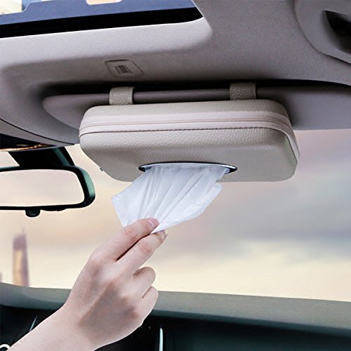 Product Cover MEIBEI Car Visor Tissue Holder, PU Leather Napkin Cover, Paper Towel Box for Vehicle Home Office Beige