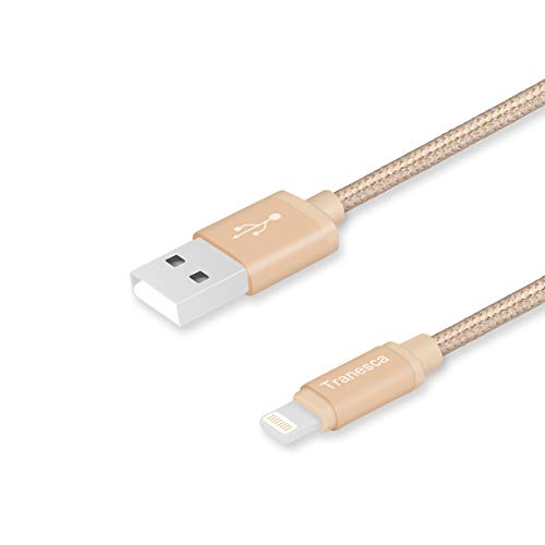 Product Cover Tranesca Nylon Braided Apple Charging Cable for iPhone X,iPhone8,iPhone 7/7 Plus/iPhone 6/6s/iPad Air/iPad Pro and More-Gold (6 Feet/1.8 Meter)
