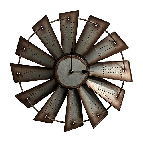 Product Cover Gianna's Home Rustic Farmhouse Metal Windmill Wall Clock (14.5