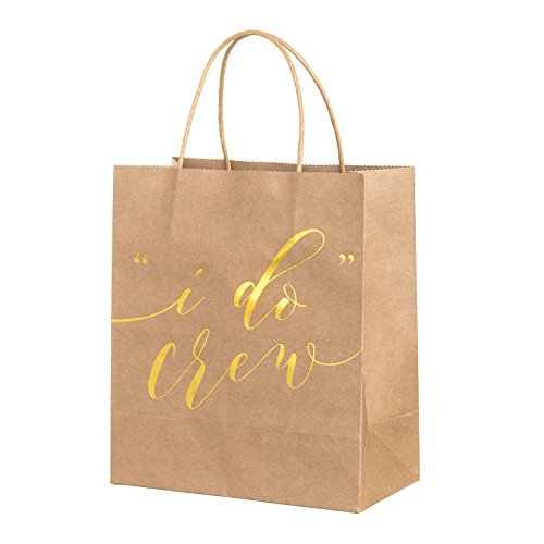 Product Cover Ling's moment Wedding Party Gift Bags Set of 12 Gold Foil I Do Crew Bags for Bridesmaid Gift Bags