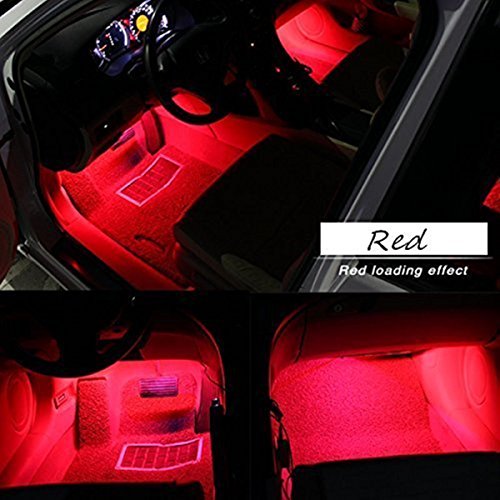 Product Cover Car Interior Lights, EJ's SUPER CAR 4pcs 36 LED DC 12V Waterproof Atmosphere Neon Lights Strip for Car-Car Auto Floor Lights,Glow Neon Light Strips for All Vehicles (Red)