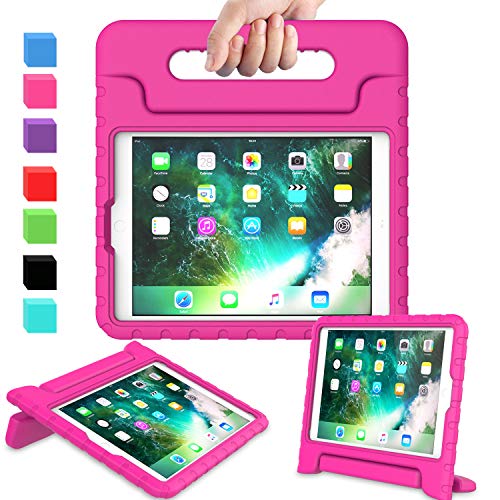 Product Cover AVAWO Kids Case for New iPad 9.7 2017 & 2018 Release - Light Weight Shock Proof Convertible Handle Stand Friendly Kids Case for iPad 9.7-inch 2017 & 2018 Previous Gen(iPad 5th & 6th Gen- Magenta/Rose
