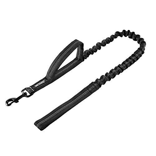 Product Cover OneTigris Tactical Dog Training Bungee Leash with Control Handle Quick Release Nylon Leads Rope - 2019 Advanced Version (Black - with Reflective Strip)