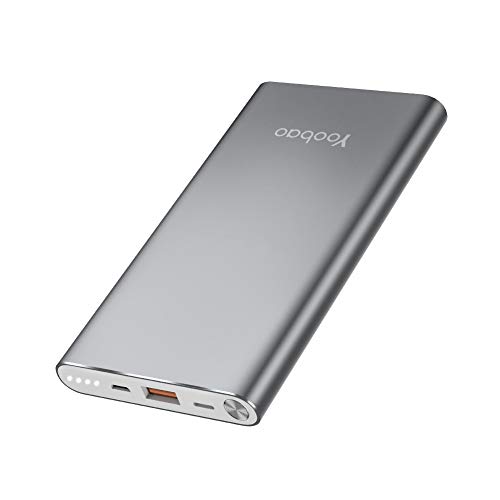 Product Cover Yoobao Portable Charger 10000mAh Slim Power Bank Powerbank External Cell Phone Battery Backup Charger Battery Pack Dual Input Compatible iPhone 11 Pro X XR Xs Max 8 7 Plus Android Samsung - Gray