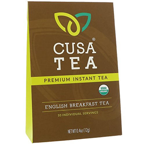Product Cover Organic English Breakfast Tea by Cusa Tea - Cold Brew Tea - Premium Organic Instant Tea - USDA Organic Certified Tea - Zero Sugar, Preservatives or Flavorings (10 servings)