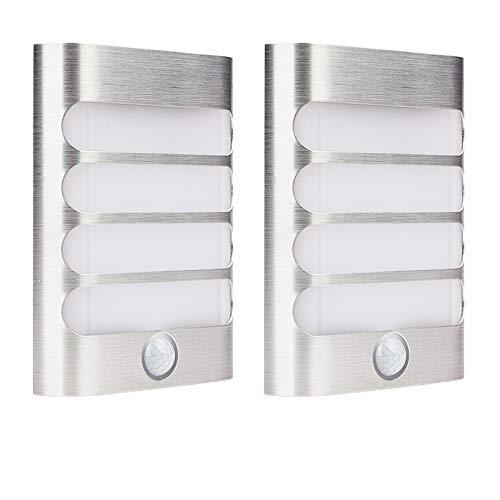 Product Cover 2-Pack Leadleds Luxury Aluminum Stick Anywhere Bright Motion Sensor LED Wall Sconce Night Light Battery Operated, Auto On/Off for Hallway, Closet, Pathway, Staircase, Garden