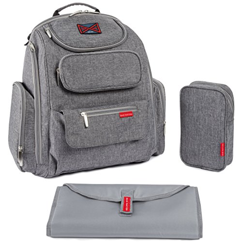 Product Cover Bag Nation Diaper Bag Backpack with Stroller Straps, Changing Pad and Sundry Bag - Grey