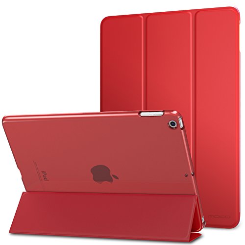 Product Cover MoKo Case Fit 2018/2017 iPad 9.7 6th/5th Generation - Slim Lightweight Smart Shell Stand Cover with Translucent Frosted Back Protector Fit Apple iPad 9.7 Inch 2018/2017, RED(Auto Wake/Sleep)