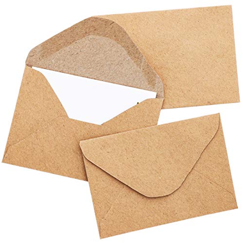 Product Cover Juvale 100-Count Bulk Mini Kraft Envelopes for Small Note Cards, Business and Gift Cards, 4.1 x 2.75 Inches
