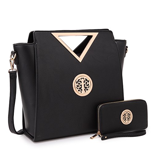 Product Cover Dasein Women Fashion Handbag Chic Triangle Handle Shoulder Bag Large Tote Work Satchel Purse w/Matching Wallet