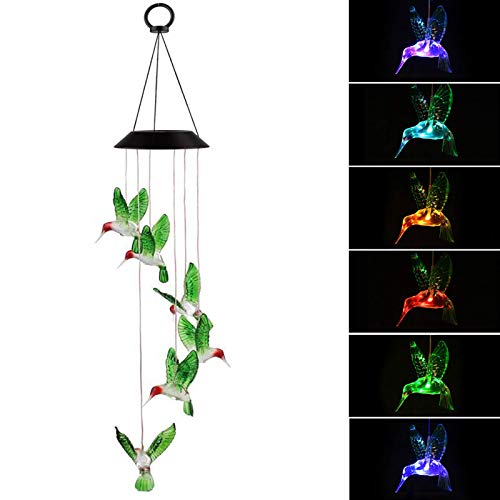 Product Cover EEEKit Solar Changing Color Hummingbird Wind Chime, Solar Powered LED Hanging Lamp Windchime Light for Outdoor Indoor Home Garden Patio Yard Pathway Decor