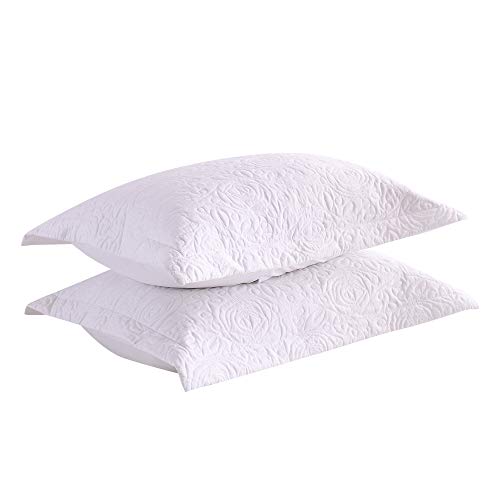 Product Cover MarCielo 2-Piece Embroidered Pillow Shams, Decorative Microfiber Pillow Shams Set Standard Size White
