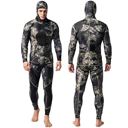 Product Cover Nataly Osmann Camo Spearfishing Wetsuits Men 3mm Neoprene 2-Pieces Hooded Super Stretch Diving Suit