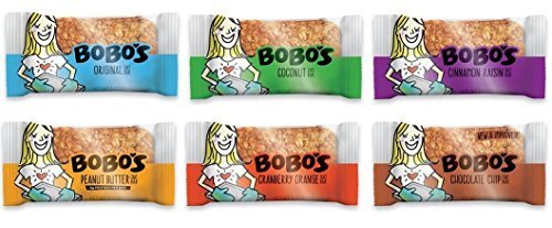 Product Cover Bobo's Oat Bars All Natural, Gluten Free 6 Flavor Variety, 1 of Each Flavor ( Original ,Coconut ,Peanut Butter ,Chocolate Chip ,Cranberry Orange ,Cinnamon Raisin ) 3 oz Bars, Pack of 6