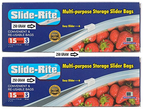 Product Cover Slide-Rite Amit Marketing Multi-Purpose Storage Slider Bag, 30 Piece, 250 Ml, Clear, Set Of 2