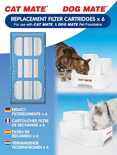 Product Cover Cat Mate Genuine Replacement Filter Cartridges for use and Dog Mate Pet Fountains - Pack of 6