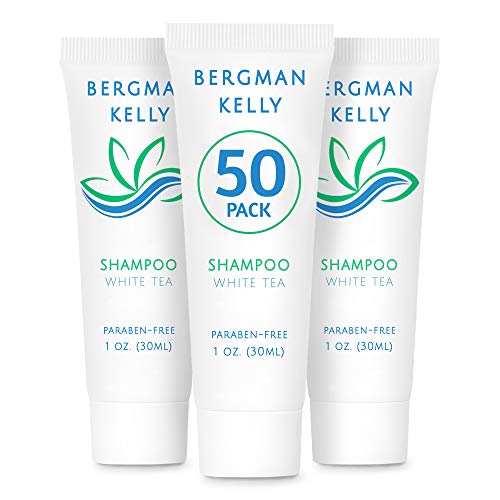 Product Cover BERGMAN KELLY Travel Size Hotel Shampoo (1 Fl Oz, 50 PK, White Tea), Delight Your Guests with Revitalizing and Refreshing Shampoo for Guest Hospitality, Mini & Small Size Luxury Shampoo in Bulk