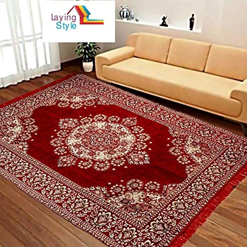 Product Cover Laying Style Velvet Touch Abstract Chenille Carpet Standard Maroon