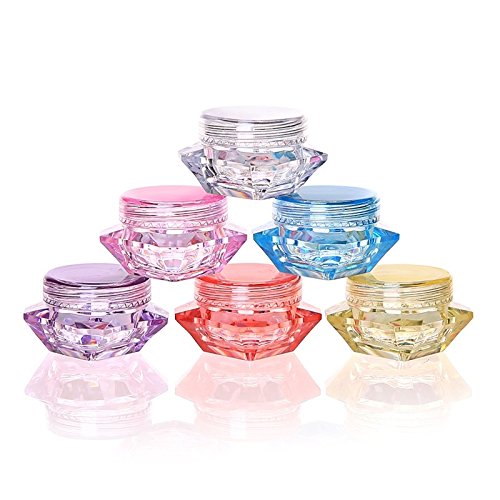 Product Cover Healthcom 5 Gram/5 ML Cosmetic Sample Empty Container Plastic Clear Cosmetic Pot Jars for Eye Shadow, Nails, Powder, Jewelry,50 Pcs,Mix-Color