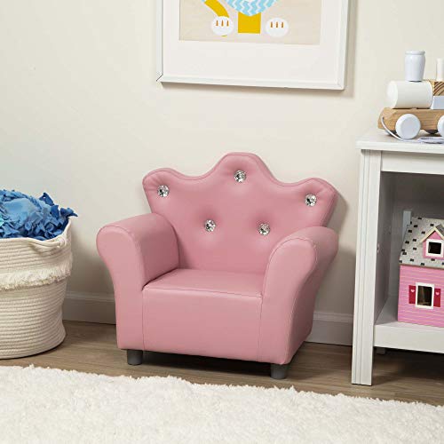 Product Cover Melissa & Doug Child's Crown Armchair, Pink Faux Leather Children's Furniture (Armchair for Kids, 17.5