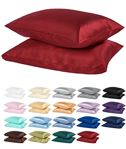 Product Cover DreamHome Silky Soft Satin Pillowcase Pair (King, Red)