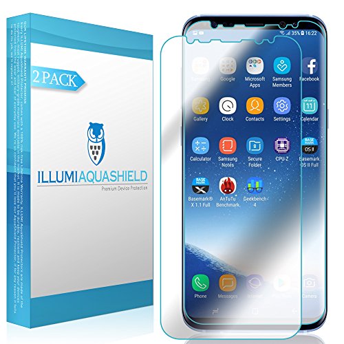 Product Cover ILLUMI AquaShield Screen Protector Compatible with Samsung Galaxy S8 (2-Pack)(Compatible with Cases)(Updated Design) No-Bubble High Definition Clear Flexible TPU Film