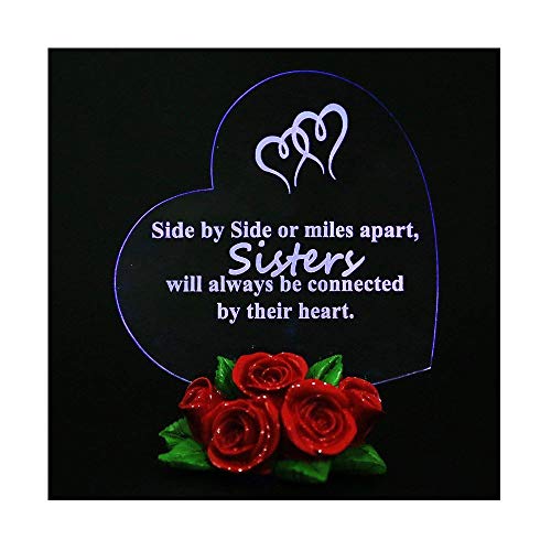 Product Cover Giftgarden LED Light Hearts Gift for Sisters with Rose Base, Sister Birthday Gift Cake Topper