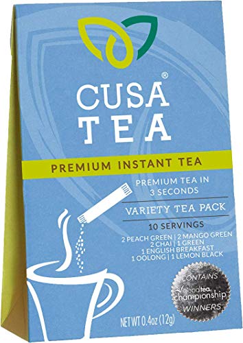 Product Cover Cusa Tea: Premium Instant Tea - Organic Tea and Real Fruit and Spices - No Sugar or Artificial Flavors - Ready in Seconds - Hot or Iced Tea - Variety Pack- 10 Servings